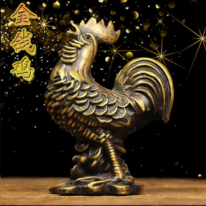 纯铜鸡摆件十二生肖鸡金钱鸡家居客厅风水摆设办公室店铺装饰礼品
