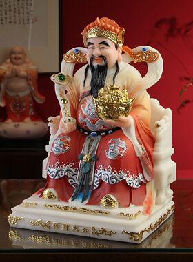 汉白玉文财神爷比干范蠡神像供奉家用公司店面开业办公室客厅摆件