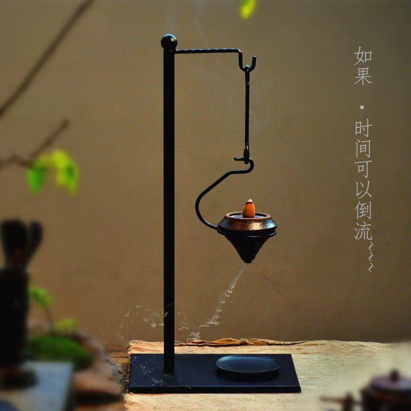 中式禅意倒流香熏炉复古蜡烛台香炉香道功夫茶道茶室书房家居摆件