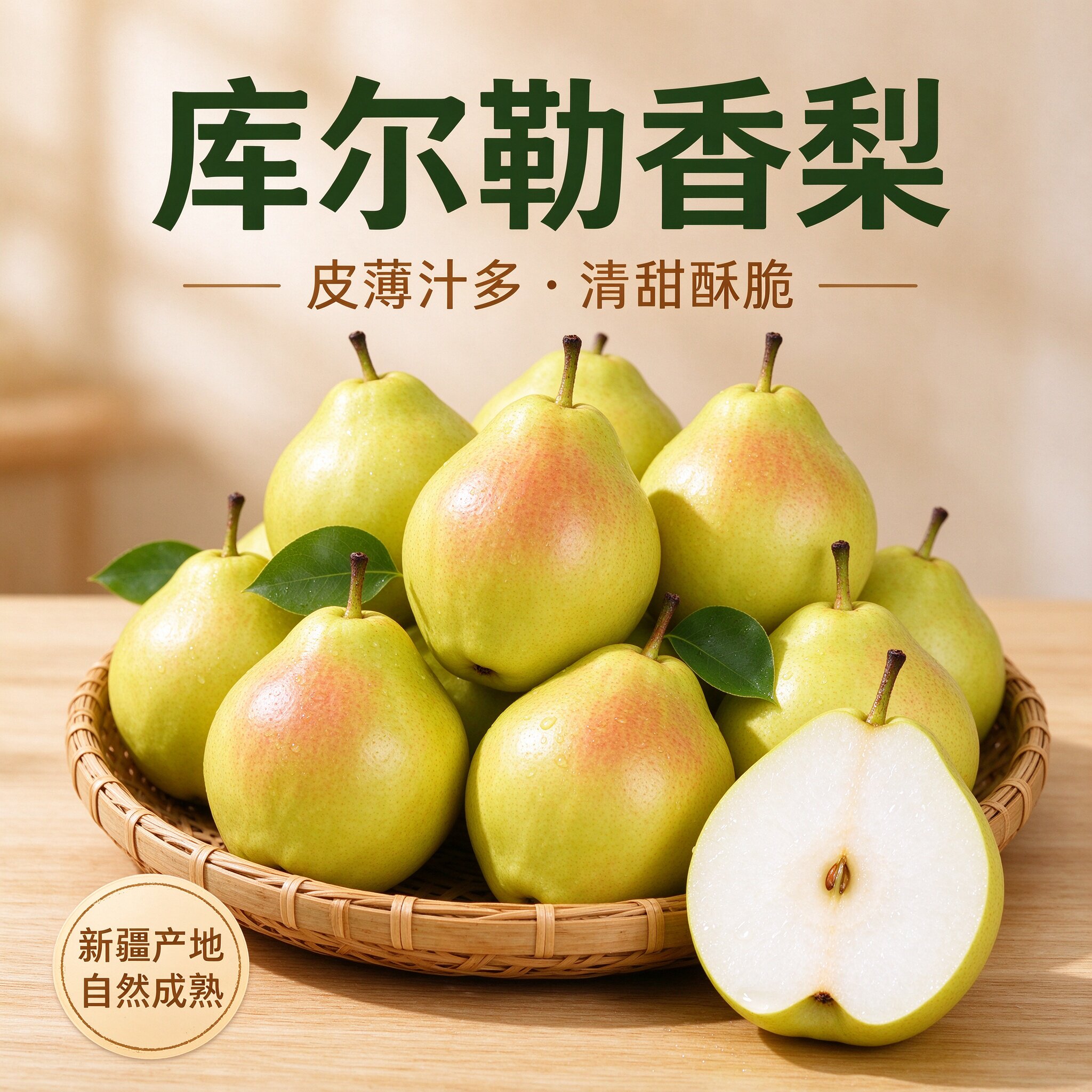 库尔勒新鲜脆甜香梨细腻多汁当季应季水果产地直发
