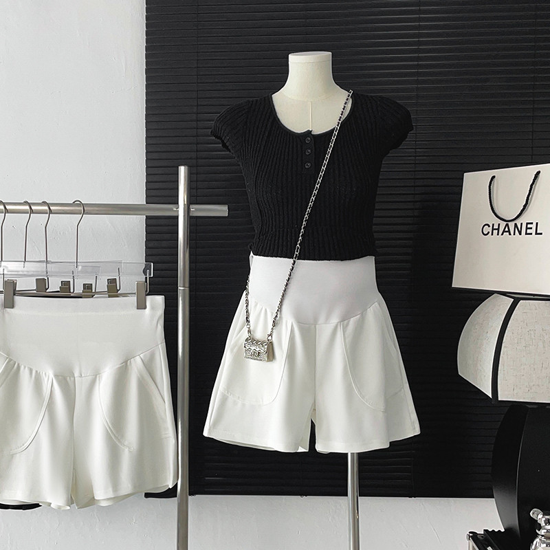 孕妇短裤夏季薄款外穿低腰阔腿休闲空气棉弹力裤子宽松打底运动裤