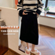 孕妇针织半身裙秋冬外穿时尚 休闲宽松直筒后开叉包臀中长款 裙子冬
