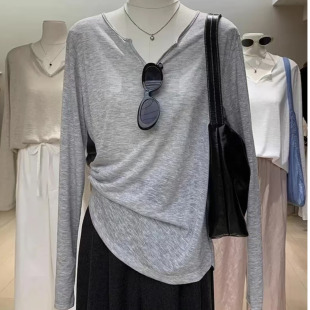 休闲上衣罩衫 孕妇夏装 慵懒风V领透气纱网T夏季 防晒衫 女 2025新款