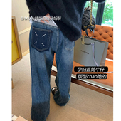 宽松休闲百搭阔腿拖地牛仔裤 孕妇直筒牛仔裤 春秋外穿时尚 新款 春季