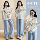 松紧腰阔腿长裤 孕妇春夏装 露肩上衣 两件套 2025新款