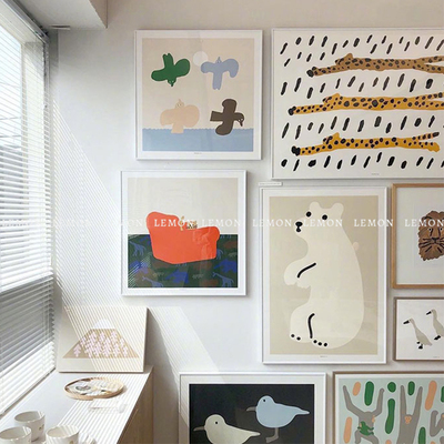 韩国ins卡通动物装饰画家居摆件