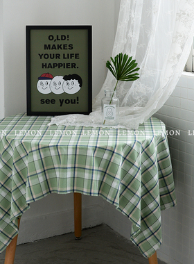 北欧ins绿色格子布厨房工作室烘焙桌面拍照桌布野餐背景垫背景布