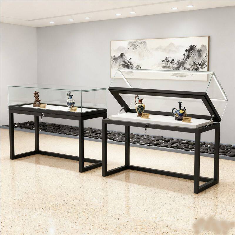 博物馆玻璃展示柜资料文献票据字画奖章展厅陈列柜定制液压柜台