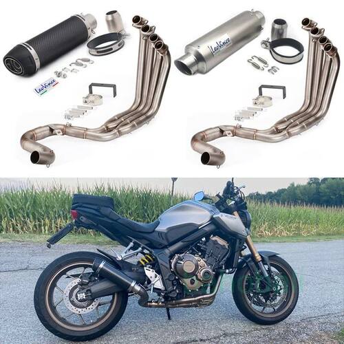 适用CBR650R前段CB650R CB650F侧排改装不锈钢度蓝前 全段排气管