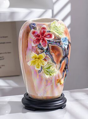 陶瓷花瓶立体花朵装饰摆件家居工艺品艺术创意轻奢设计乔迁礼品