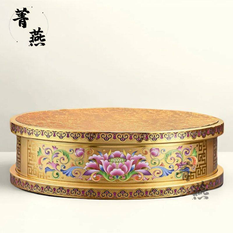 加高底座合金色财神供奉神像供佛观音菩萨家用佛像增高圆形莲花座