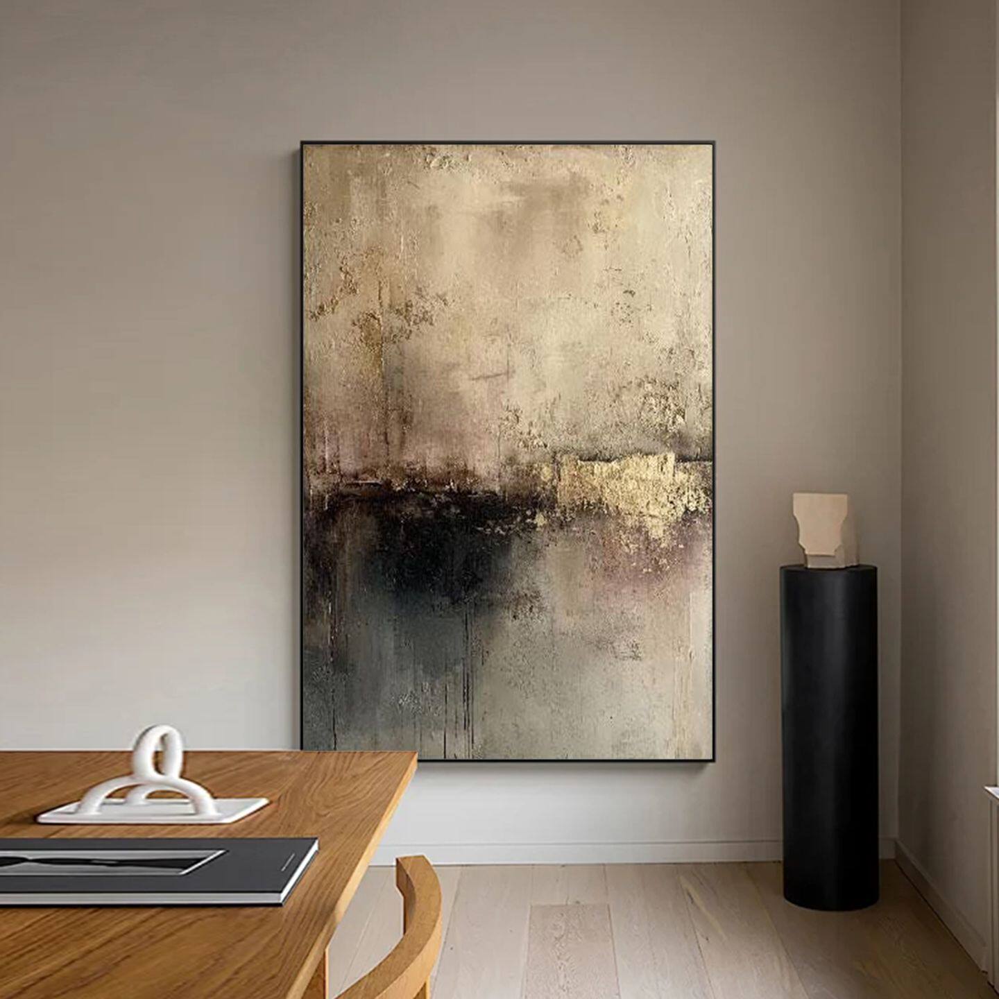 纯手绘油画侘寂风抽象画大芬油画村客厅餐厅装饰挂画过道艺术挂画