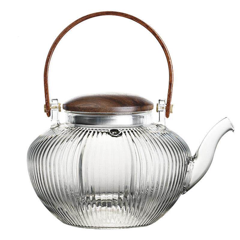云术耐高温煮加厚玻红璃泡ys-817茶壶套装家可加热黑晶炉茶壶网煮