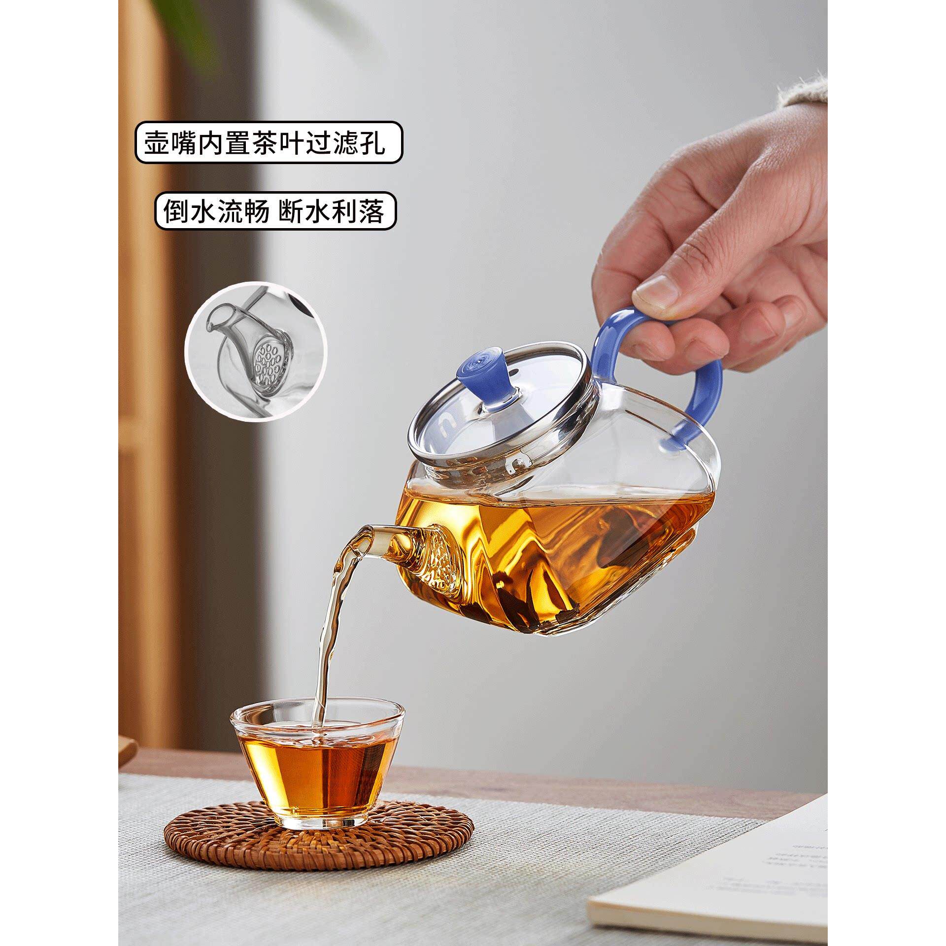高小壶耐加热玻璃泡茶壶方方形小茶壶厚耐温玻璃壶花IFF茶壶功夫