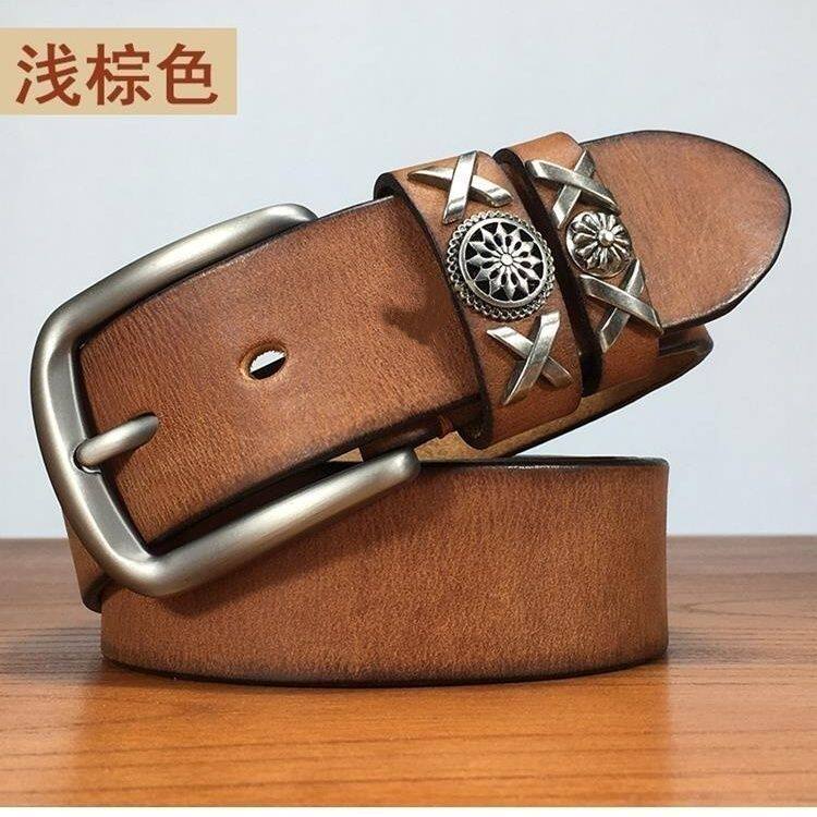 做旧质感腰带个性潮流皮带美式复古男士皮带正宗废土风牛仔裤叠穿