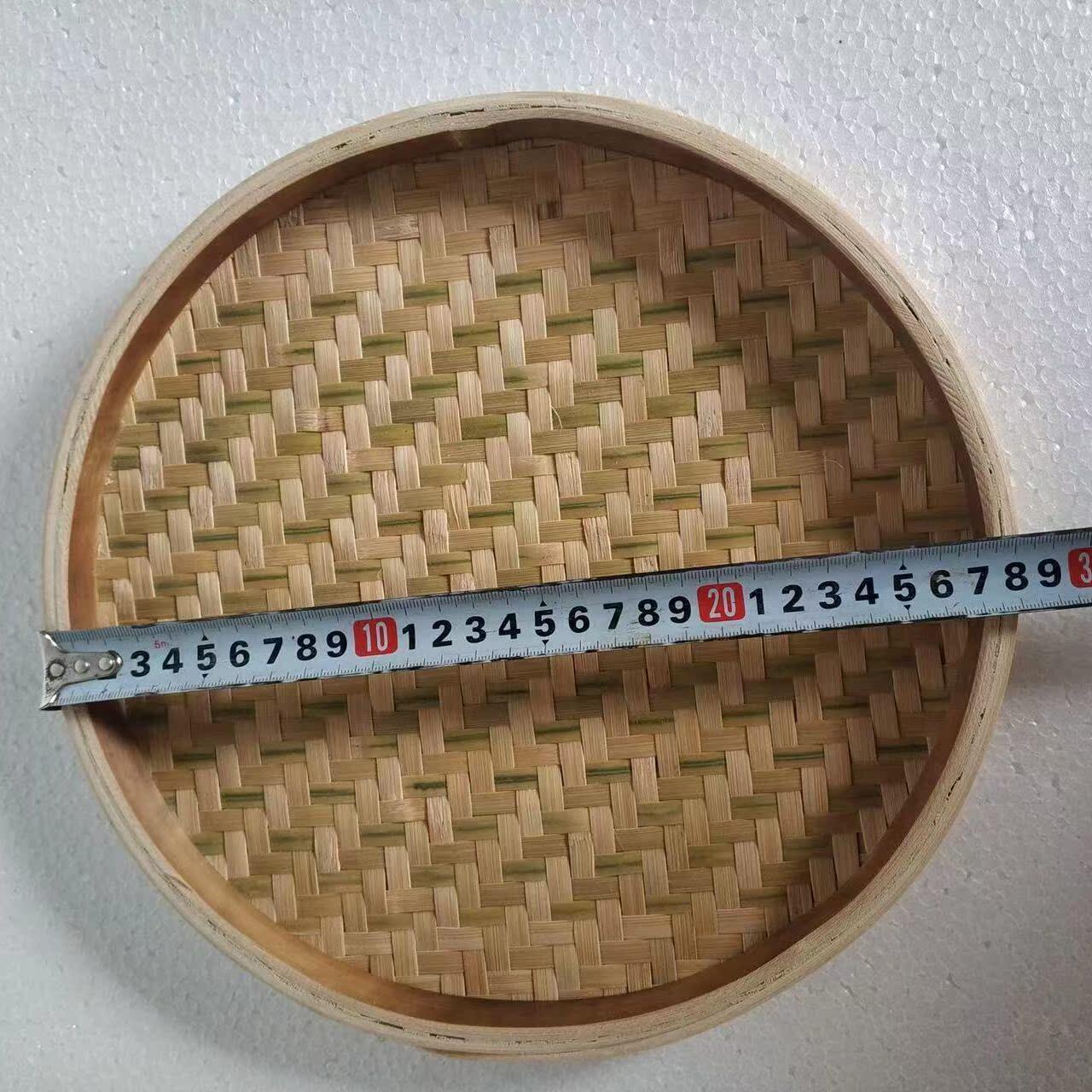 竹编米筛小竹筛子家用粗孔细孔圆簸箕绘画晾晒装饰竹制品竹匾竹筐