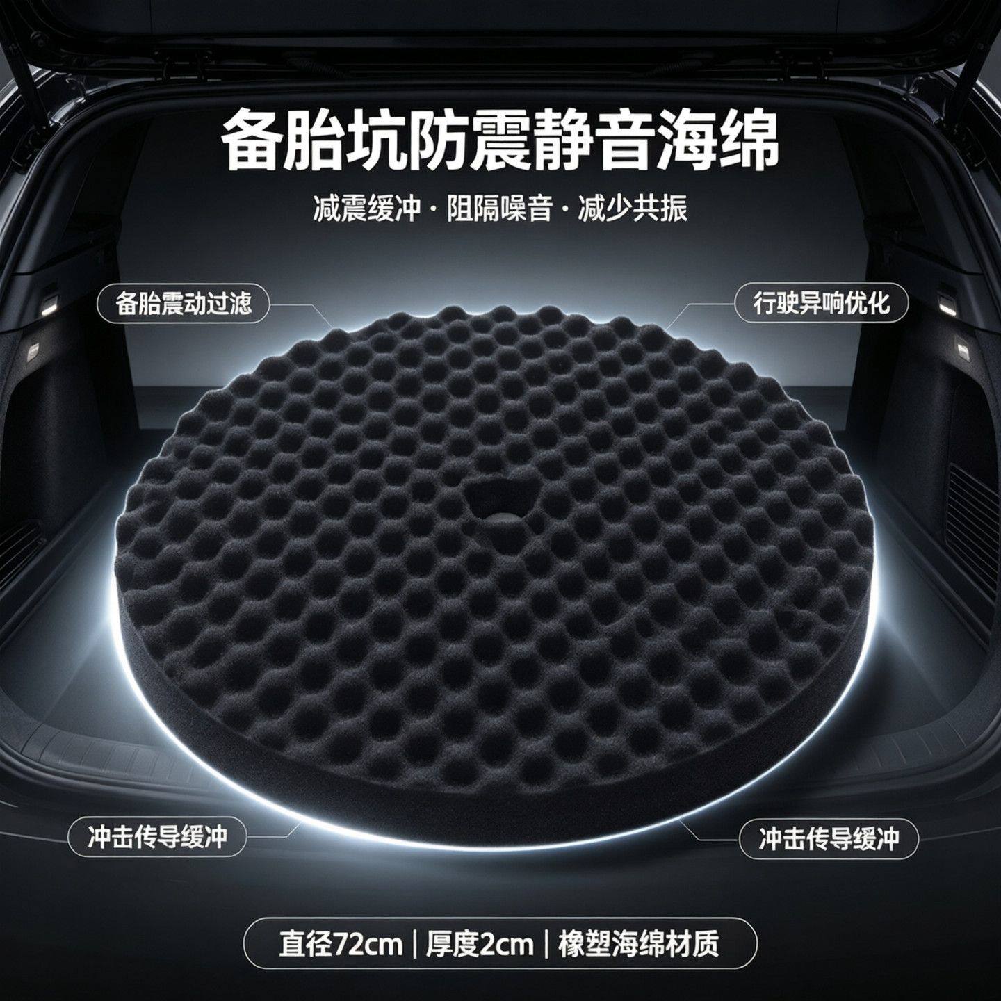 蛋坑锁音垫备胎卫士备胎坑防震静音直径72cm通用于国产所有车型