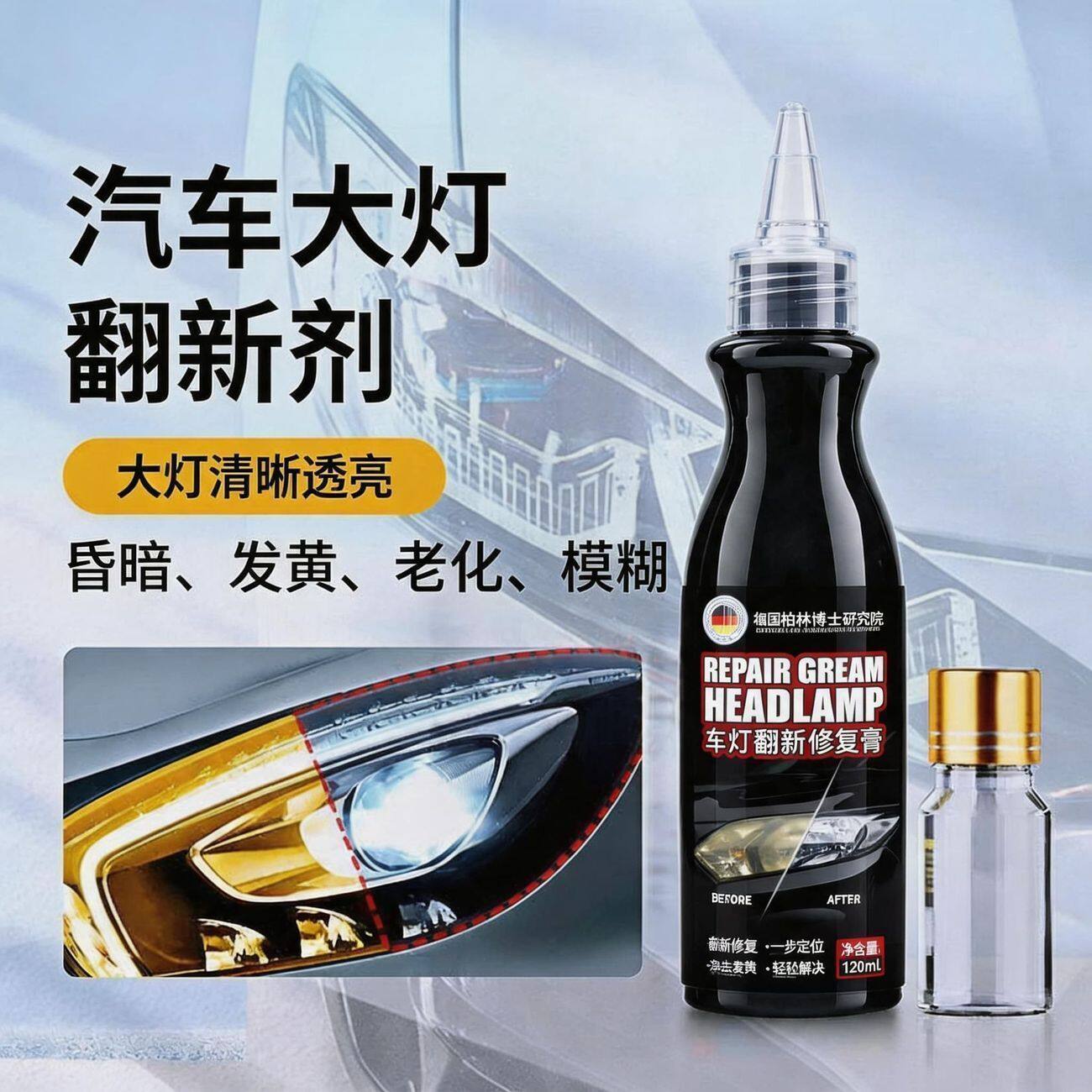 汽车大灯发黄翻新修复液万能修复尾灯仪表盘灯罩通用去黄大灯清洗
