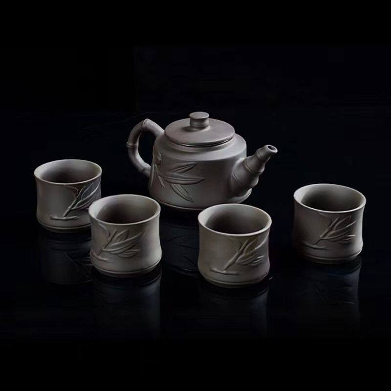 紫砂茶杯竹节纯手工带盖大容量家用办公功夫茶具杯子全手工