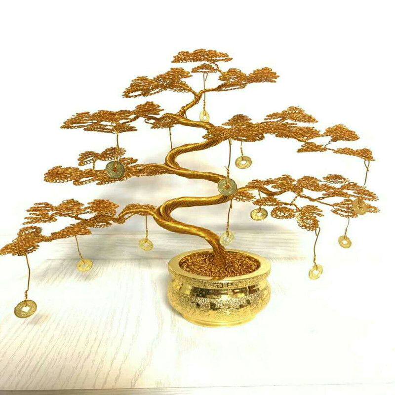 仿真摇钱树工艺文松手工铁丝编制发财树客厅摆件招财聚宝礼品盆景