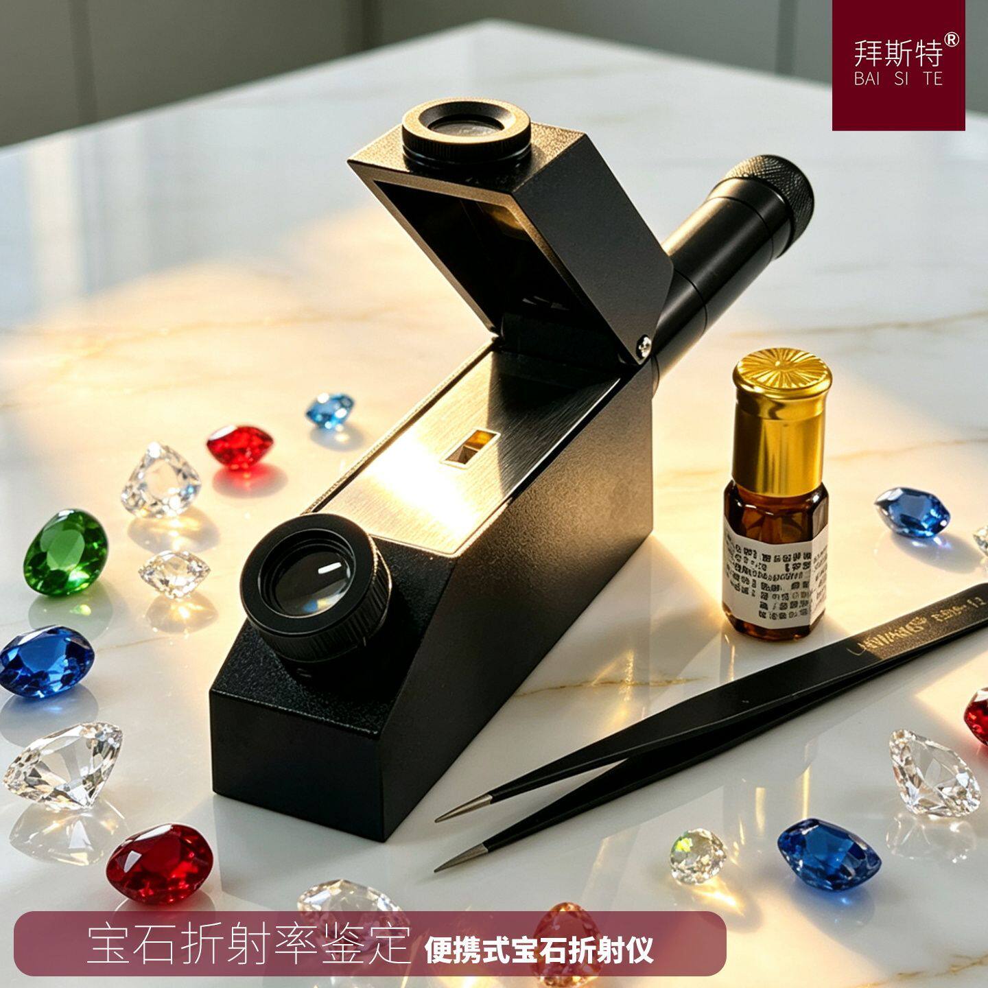 宝石折射仪折射率内光源折射油鉴定工具套装台式折射仪珠宝鉴定
