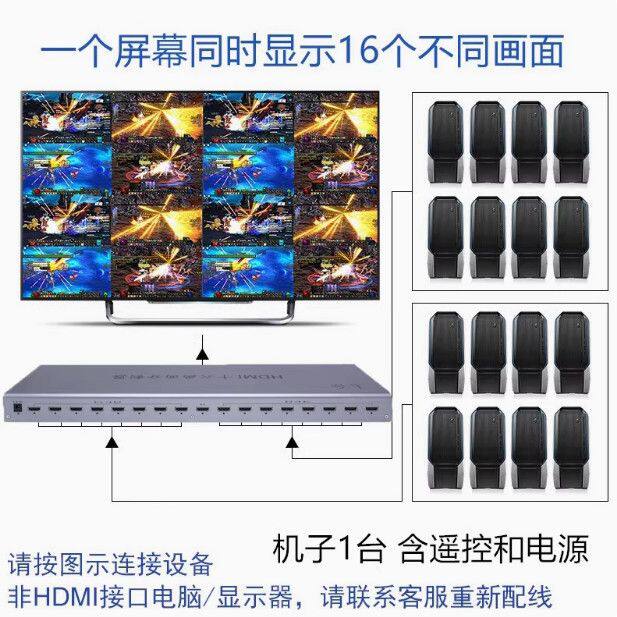 新款上合16口分屏器分割器十六进1出DNF地下城魔兽搬砖配遥控全新