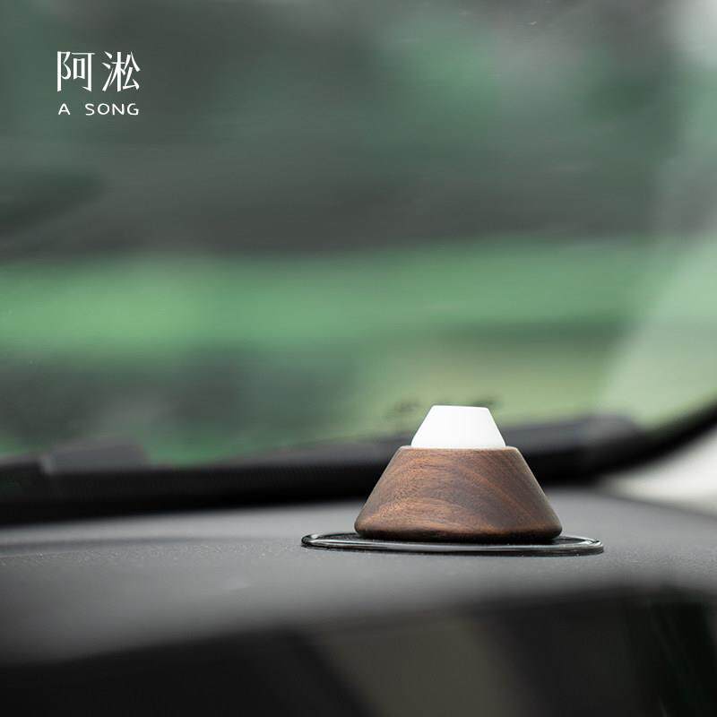 小火山实木质扩香木车载香薰扩香器中控台装饰摆饰汽车精油扩香石