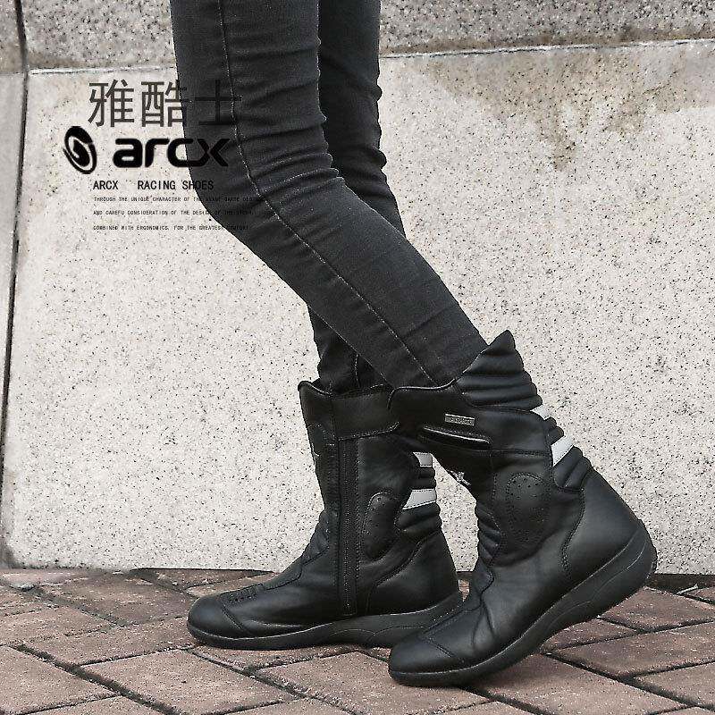 ARCX雅酷士机车靴防水摩旅装备女士内增高赛车鞋机车骑行鞋女