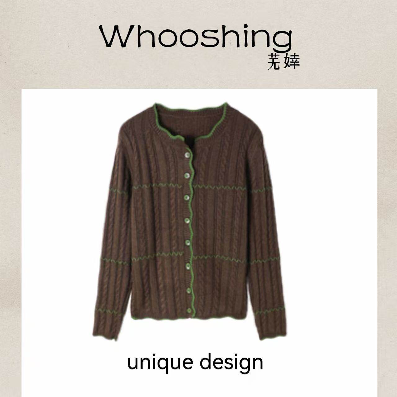 芜婞Whooshing「浅棠彩织」 个性花边针织开衫WX105W011