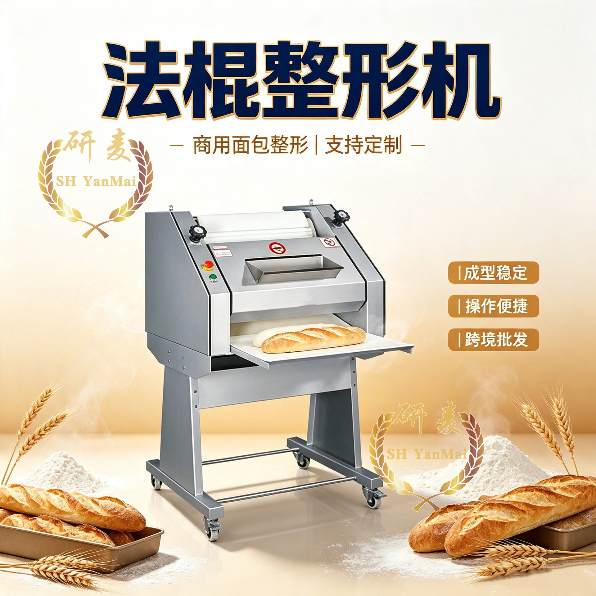 法棍全麦面包整形机BaguetteFormingMachine欧包长条面包成型机