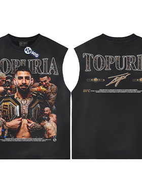 MUC美式高街重磅纯棉无袖背心ufc综合格斗训练坎肩男做旧运动上衣