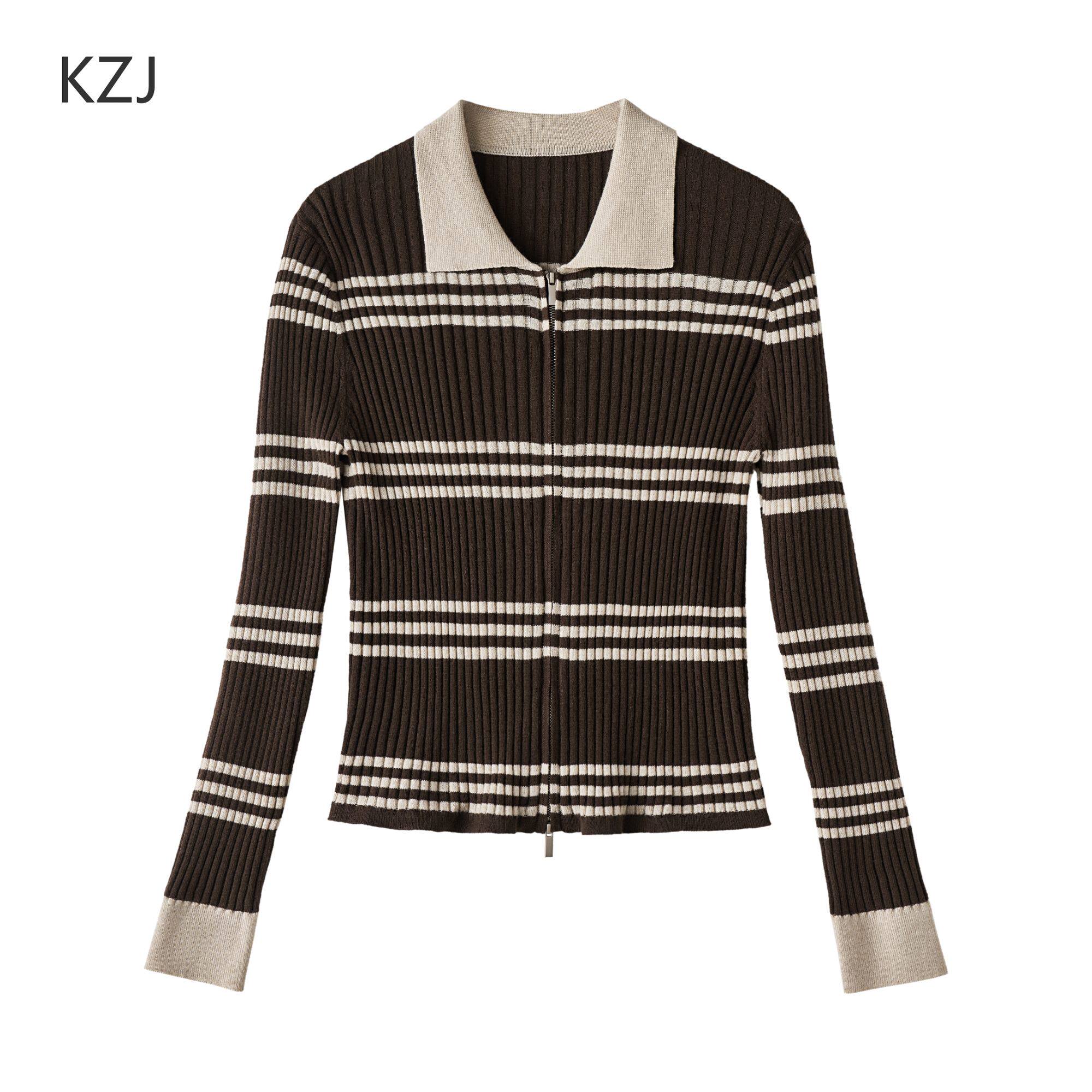 【KZJ】法式 V 领丝巾领带针织衫女早秋软糯毛衣气质显瘦长袖上衣