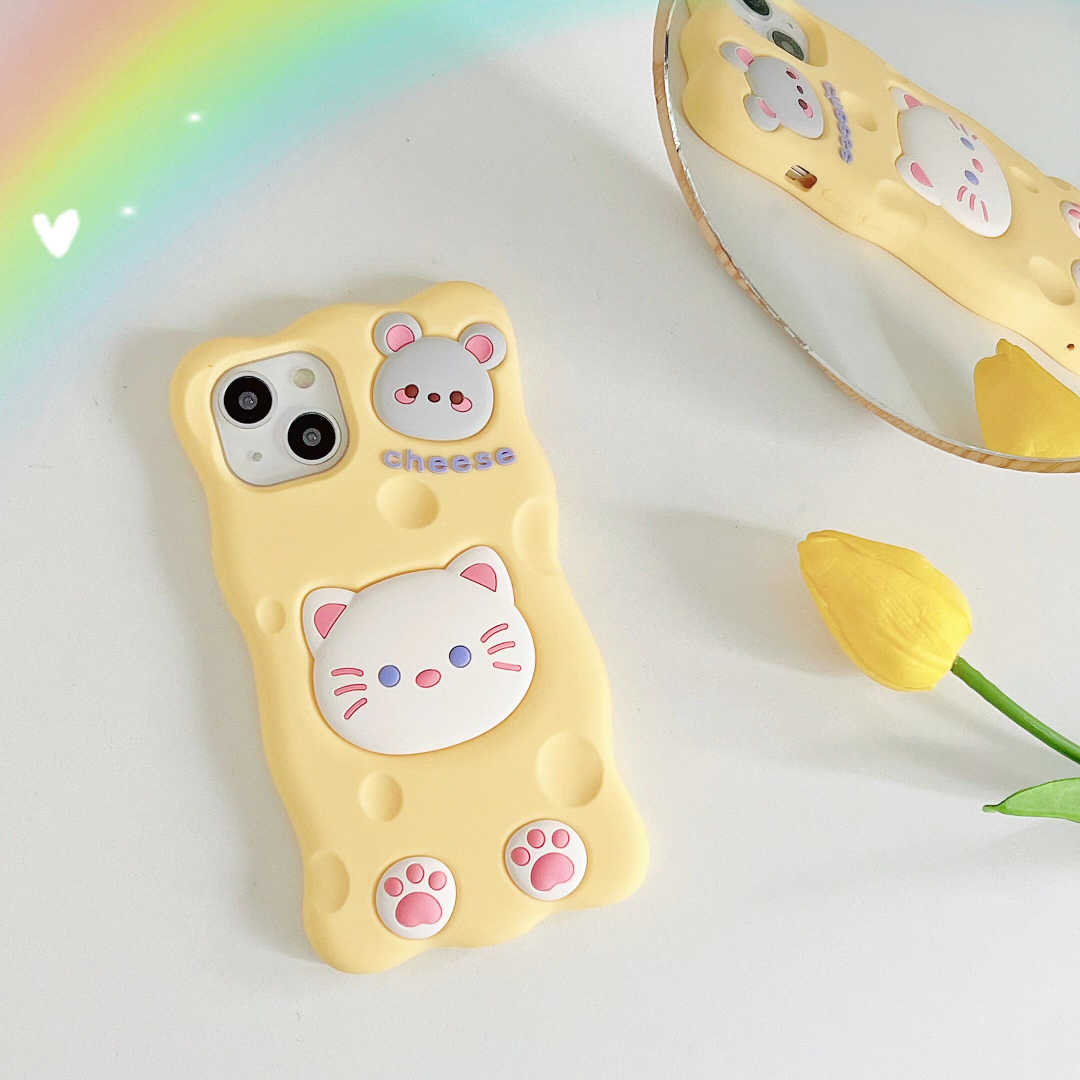 起司适用iPhone14plus奶酪猫11黄色13保护苹果12Promax硅胶手机壳