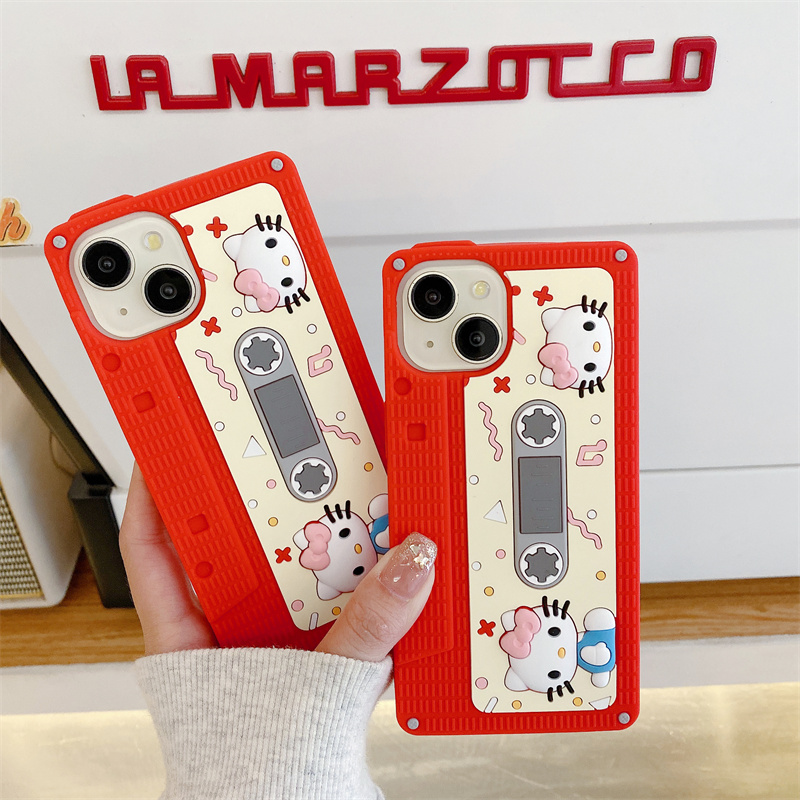 小众复古磁带录音机KT猫适用于苹果16promax手机壳新款iphone14个性15pro女款13硅胶12全包11防摔15软