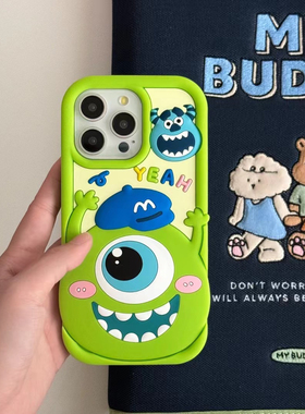 怪兽大学绿色大眼仔毛怪适用于iPhone17手机壳苹果16puls硅胶软套15pro立体可爱卡通蓝12pro软壳防摔保护套11