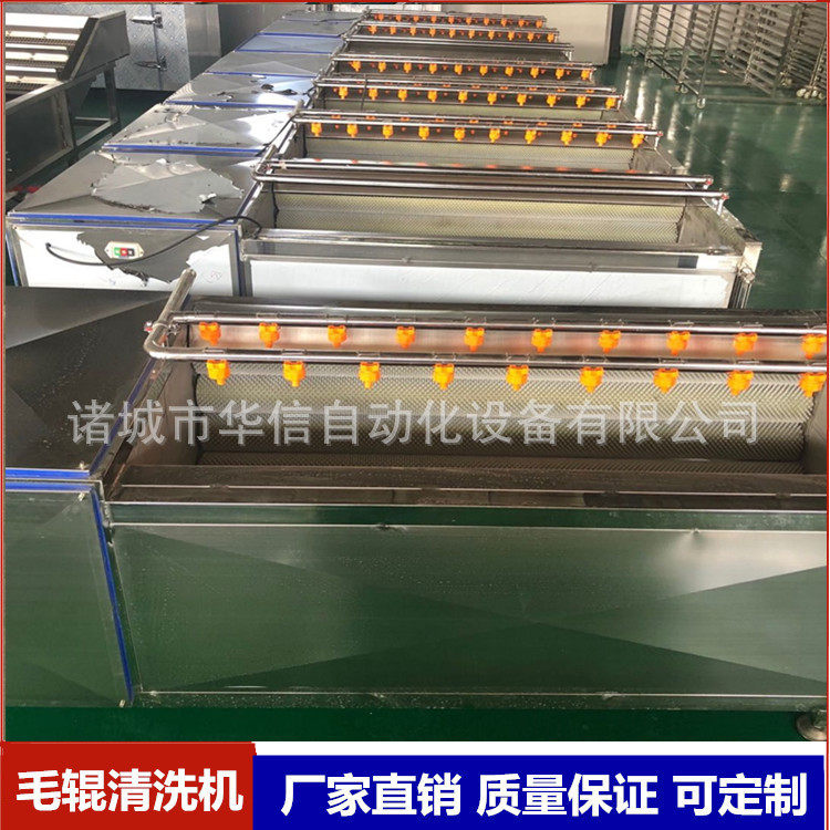 苹果花生平行毛刷清洗机生蚝清洗设备净菜加工成套流水线厂家