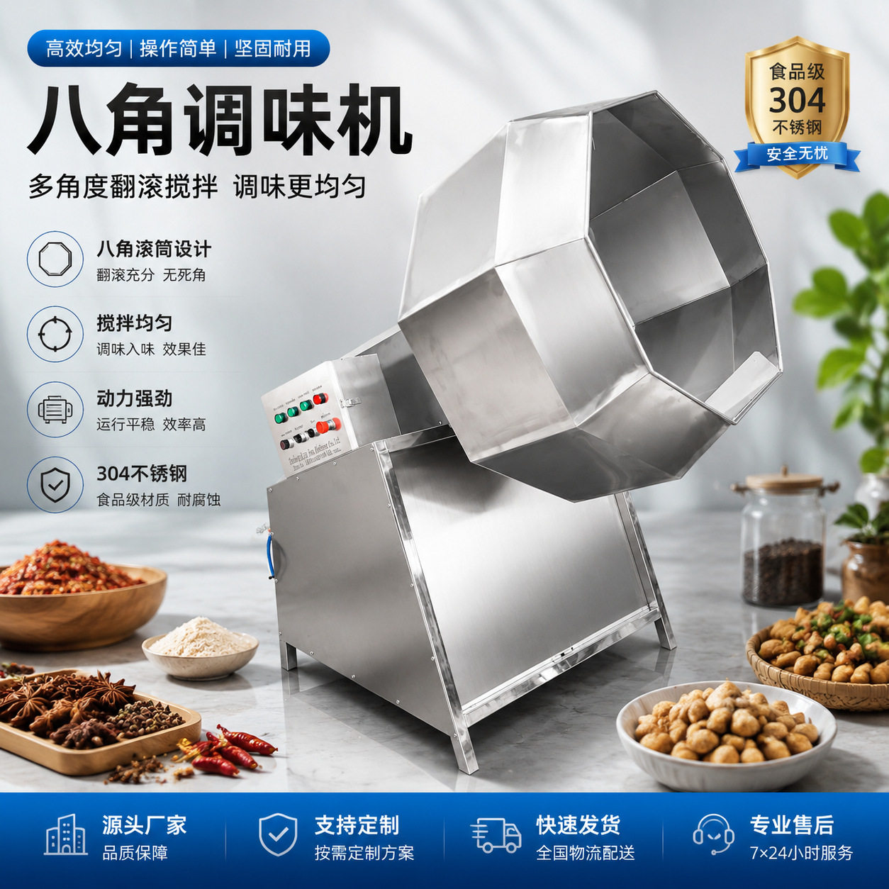 全自动八角调味机休闲食品调味拌料设备均匀裹料厂家直供
