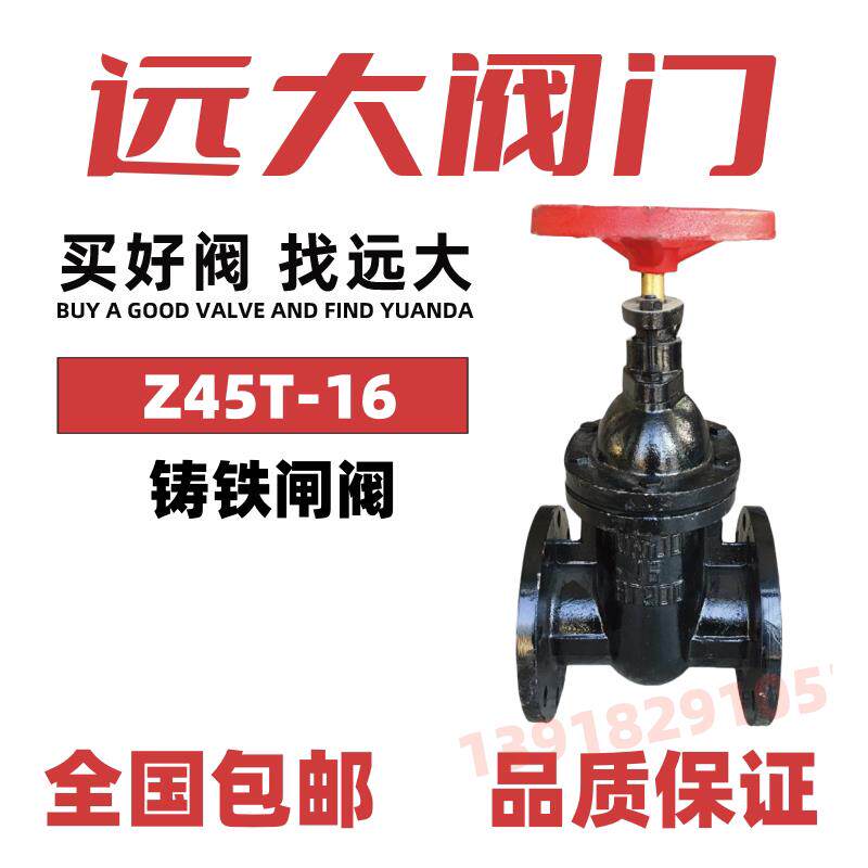 远大阀门铸铁暗杆楔式闸阀Z45T-10黑色铁铜芯自来水排污Z41T-16