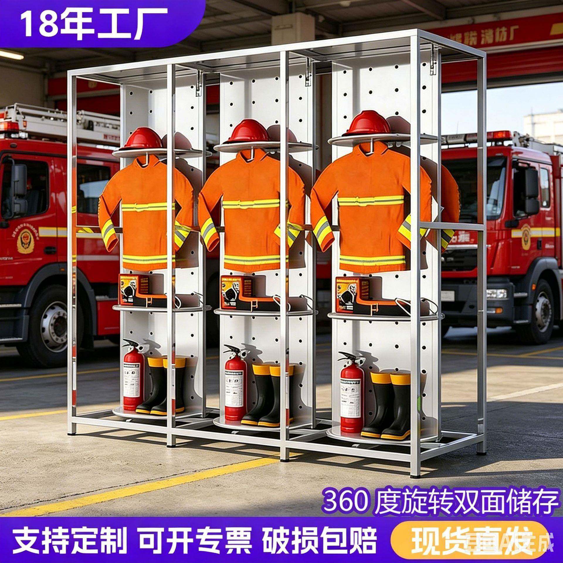 不锈钢消防服架双面可旋转消防队战斗救生服森林防火服装备衣架子图片
