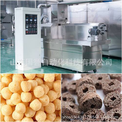 双螺杆挤出机贝壳油炸膨化休闲食品生产线