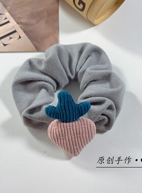 手作针织萝卜大肠发圈可爱甜美爱心立体萝卜少女软妹发饰秋冬呆萌