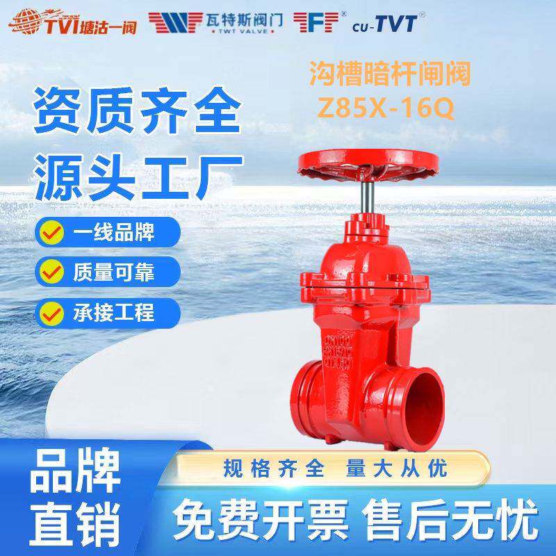 消防软密封沟槽暗杆闸阀Z85X-16Q天津塘沽塘阀瓦特斯TVT正蝶DN80