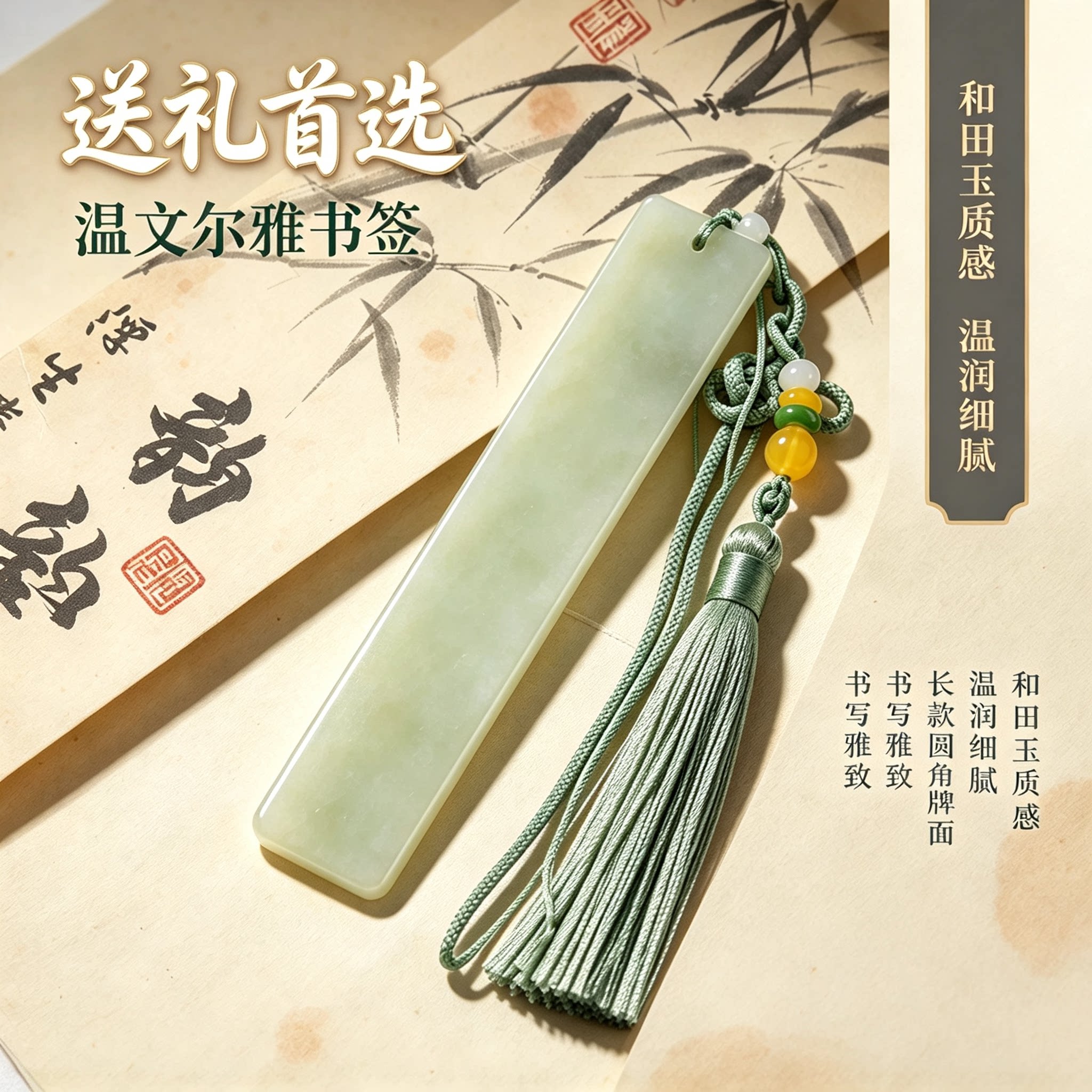 纯天然玉石书签定制礼物精y致挂件中国风古风创意挂饰吊坠礼