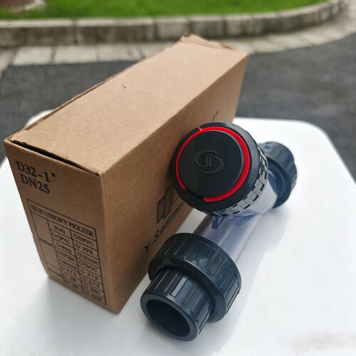新款三佑UPVC透明过滤器 污水过滤Y型塑料管道杂物PP滤网滤芯dn25