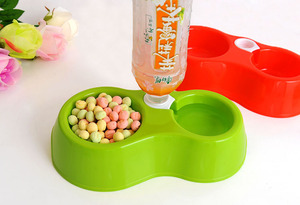 狗碗双碗 插瓶碗 狗宠物自动饮水器 双碗两用喂水器 坐式饮水机