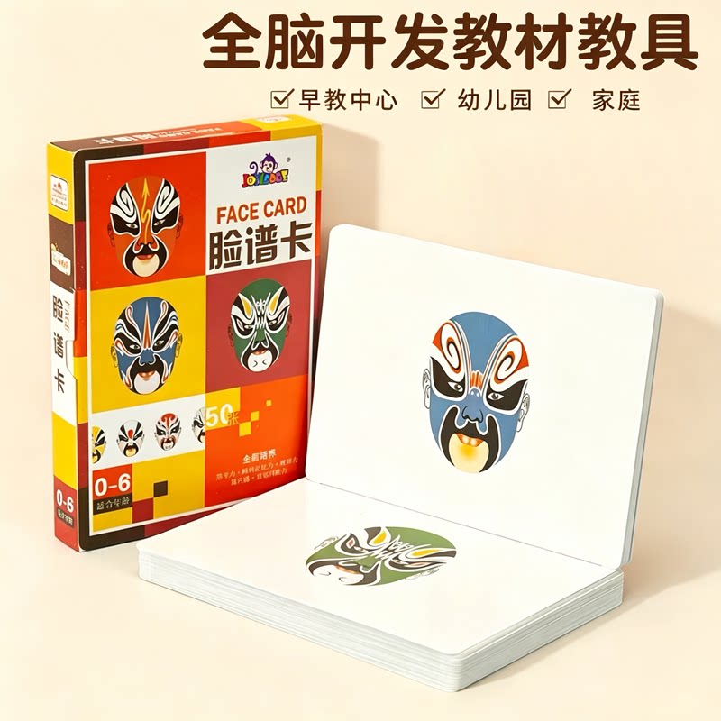 多乐智脸谱卡片早教闪卡儿童认知启蒙全脑开发教学具幼儿园家用