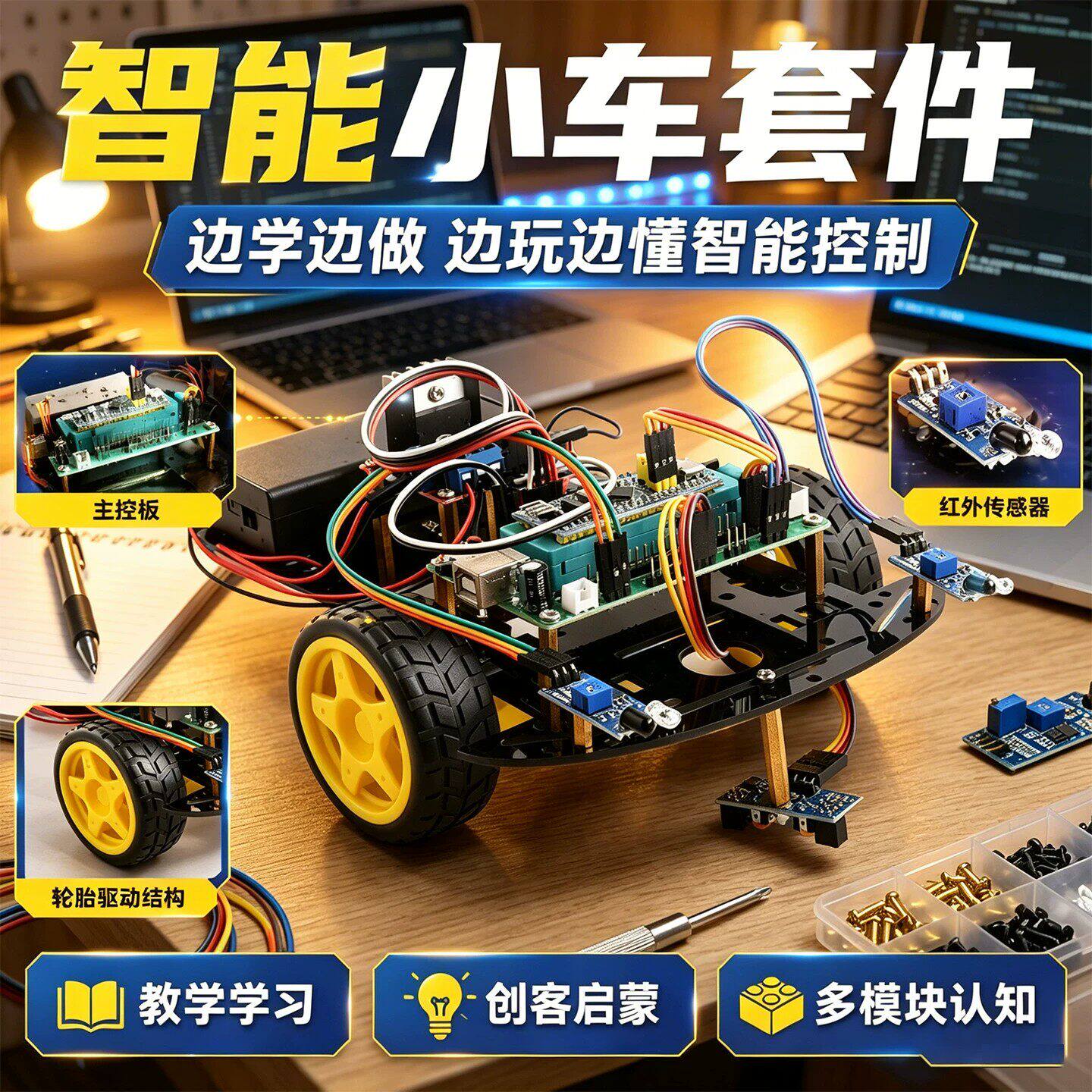 STM32单片机智能小车套件 红外循迹/运动追踪/红外遥控/避障功能