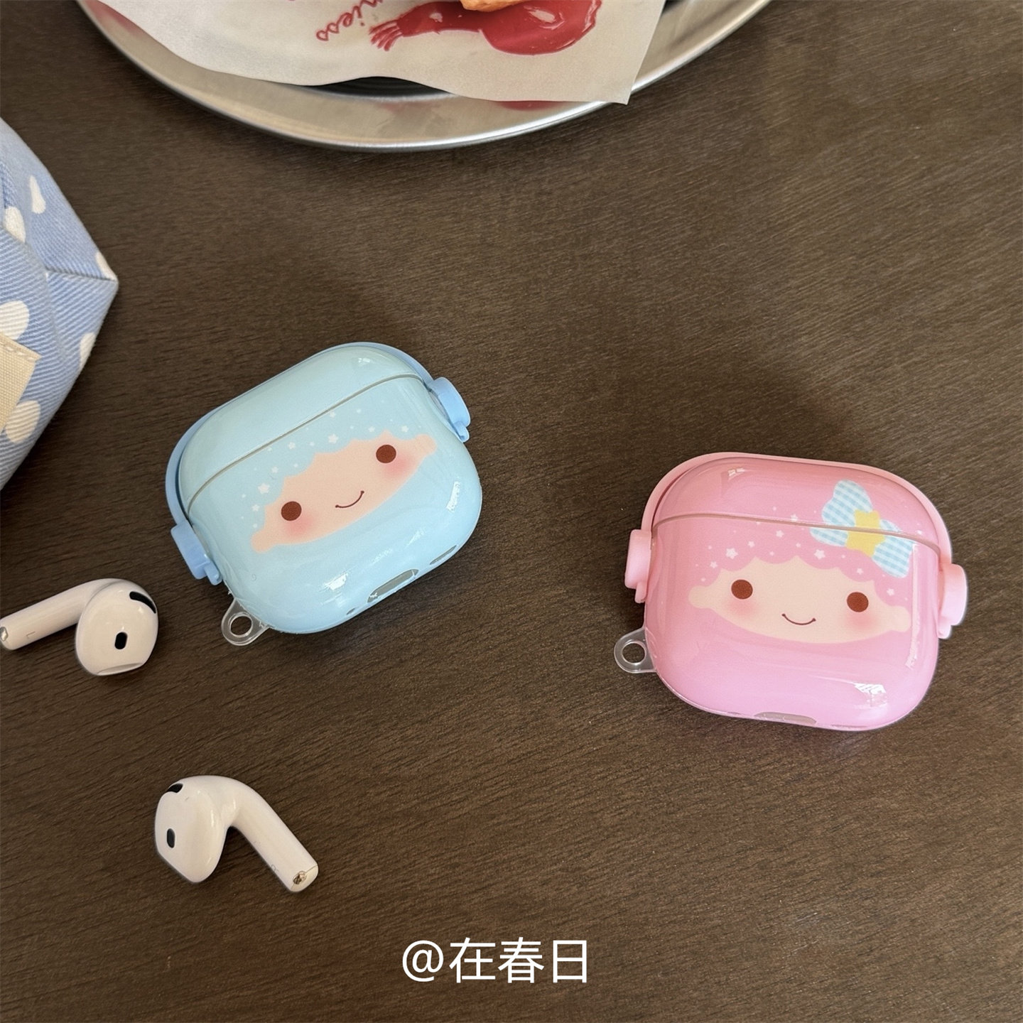 在春日可爱听音乐双子星耳机壳适用AirPods pro1/2代无线蓝牙保护壳软壳苹果4代韩系ins女生AirPods pro3代