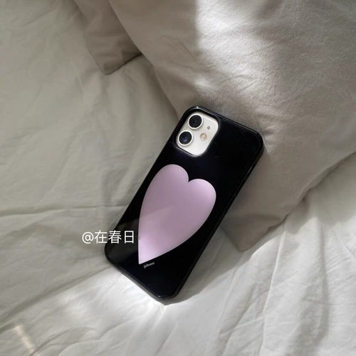 时髦少女粉紫爱心手机壳