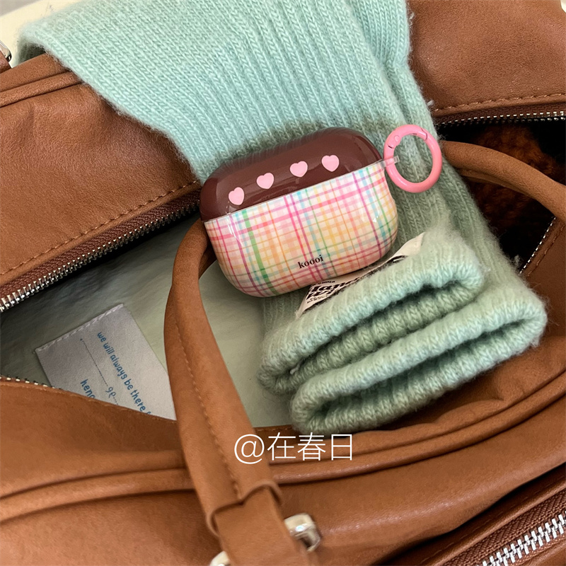 韩系ins小众粉棕奶油耳机壳